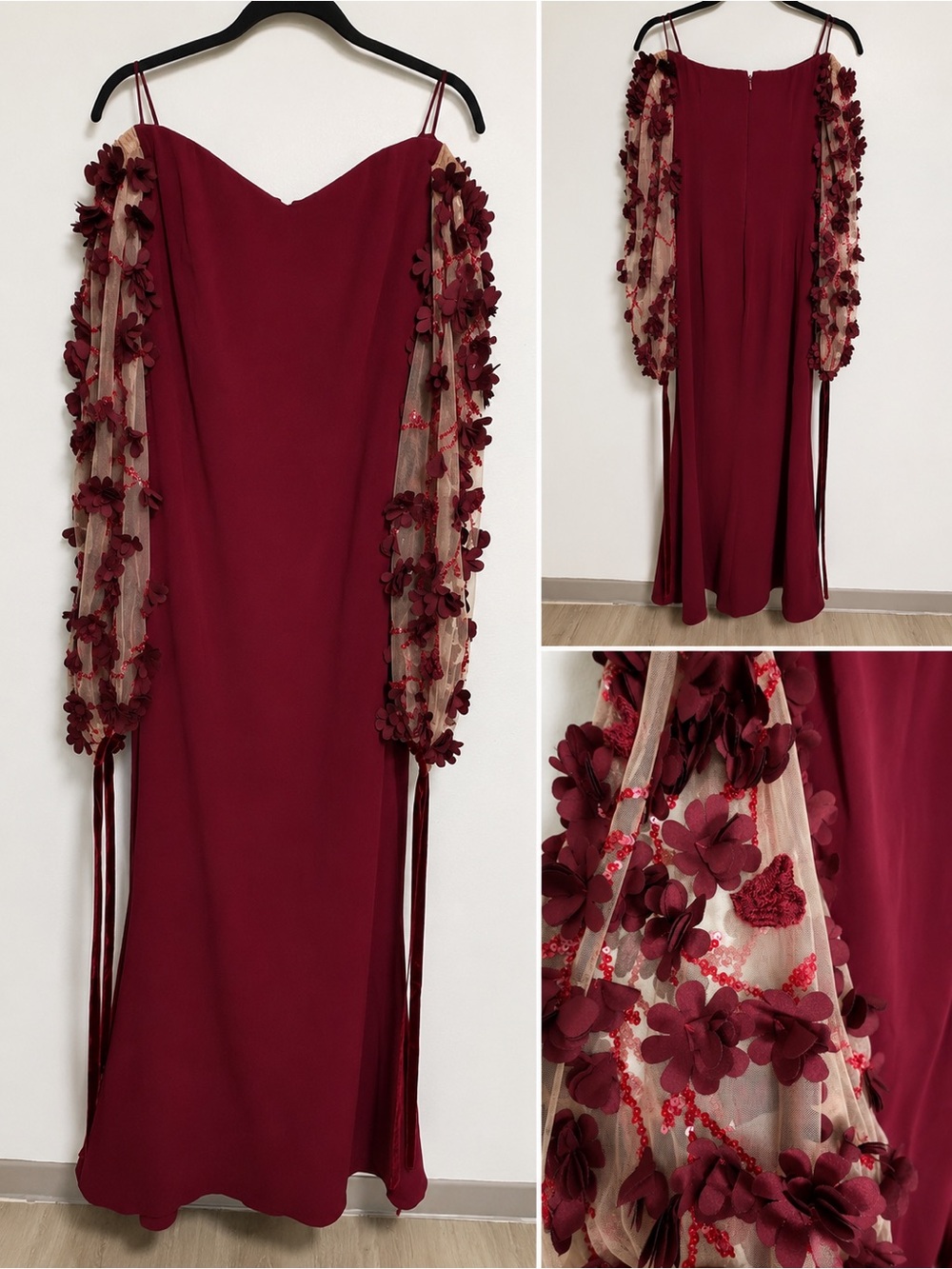 Badgley mischka. Oddessa of the shoulder crepe evening gown dress - Picture 2 of 2
